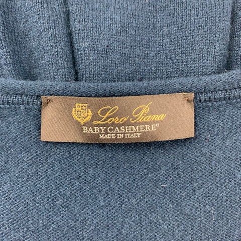 LORO PIANA Size 6 Navy Cashmere Crew-Neck A-line Pullover