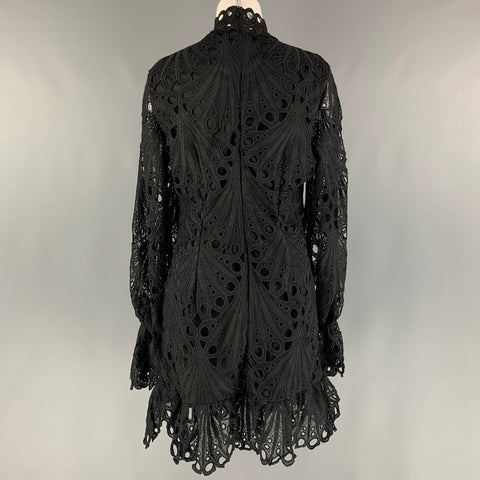 PRETTY LITTLE THING Robe de cocktail à manches longues et œillets en polyester noir, taille 12