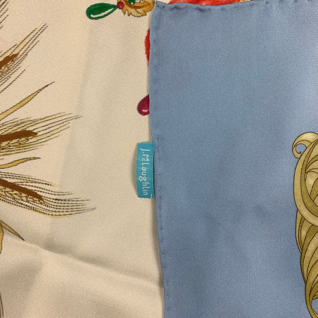 Navy/Green/Blue Nouveau Middleburg Border Vanessa Scarf  J. McLaughlin Silk Twill  Pavois Scarf, 35\