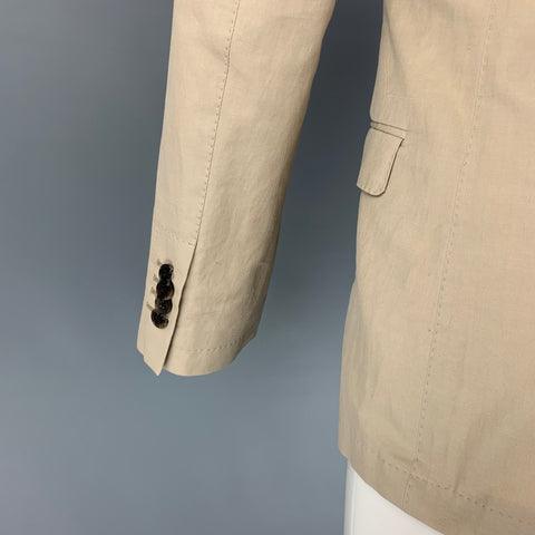 SALVATORE FERRAGAMO Size 36 Khaki Cotton / Linen Sport Coat