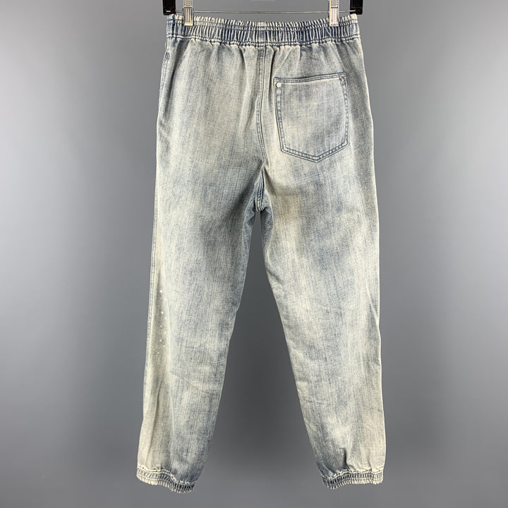 AGNES B. SPORT Size 26 Indigo Acid Wash Denim Elastic Waistband Jeans