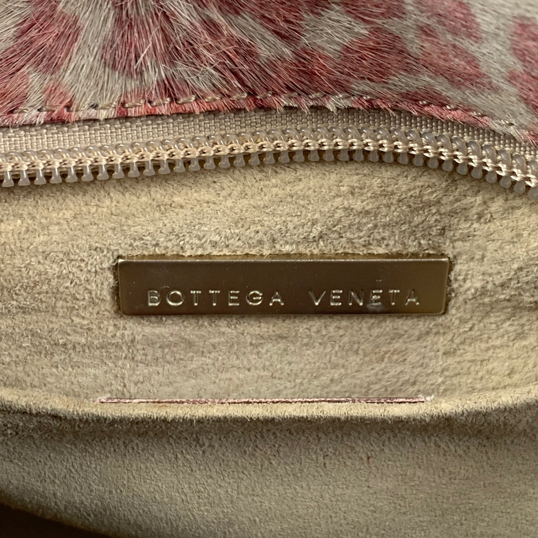 vintage BOTTEGA ITALIANA Rose Crème Animal Print Veau Cheveux Sac à main