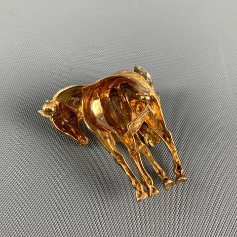 VINTAGE Gold Rhinestones Horse Brooch