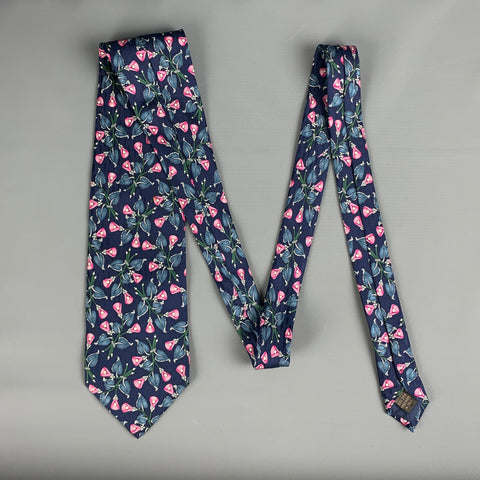 VALENTINO Size Navy Pink Floral Silk Tie