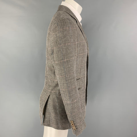 BRUNELLO CUCINELLI Size 40 Blue Glenplaid Wool Blend Sport Coat