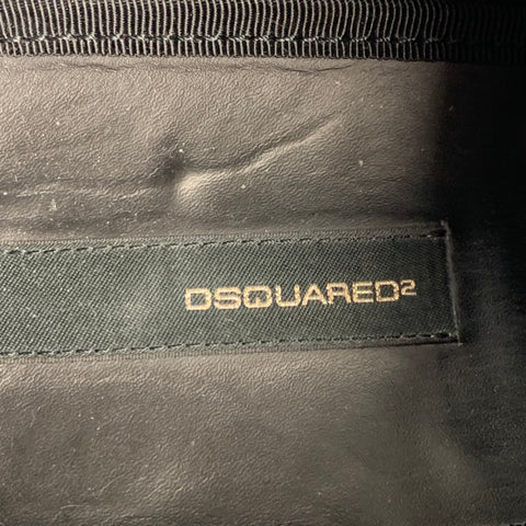 DSQUARED2 Size 10 Black Studded Leather Double Monk Strap Black Loafers