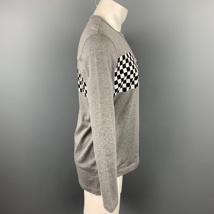 NICK WOOSTER x PAUL & SHARK Size M Grey Checkered Cotton Crew-Neck Long Sleeve T-shirt