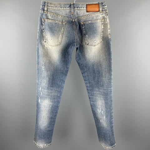 DOLCE & GABBANA Size 30 Blue Distressed Denim Zip Fly Jeans