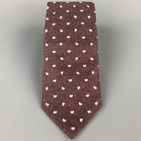 ERMENEGILDO ZEGNA Burgundy & Grey Jacquard Silk Tie