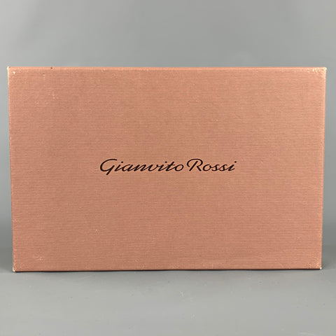 GIANVITO ROSSI Size 7 Grey Tweed Patent Leather Tweed Open Toe Pumps