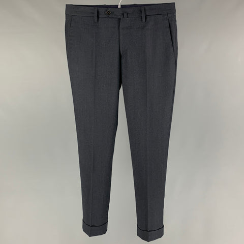 PT01 Size 28 Grey Wool Cashmere Flat Front Dress Pants