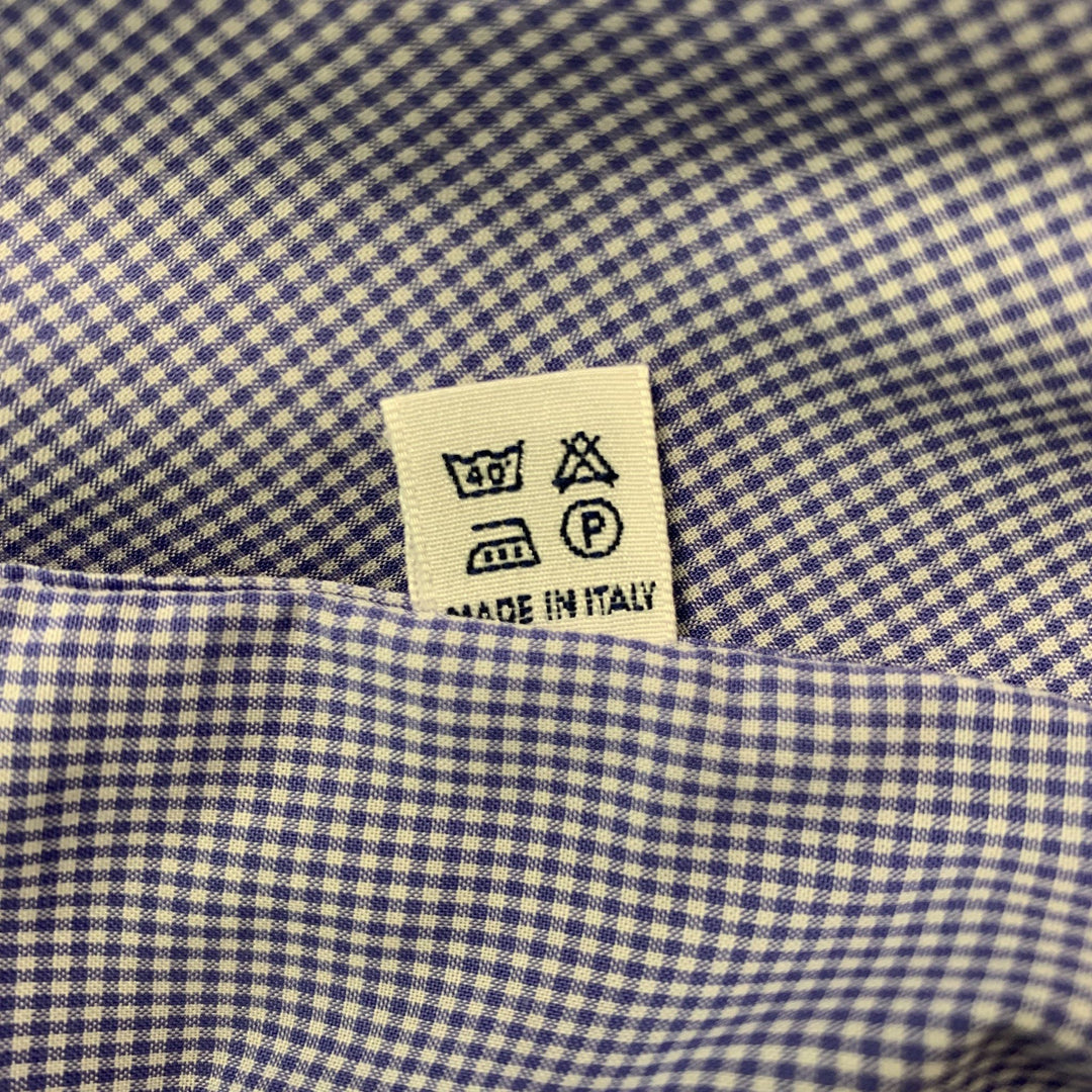TINCATI Size M Blue Checkered Cotton Button Down Long Sleeve Shirt