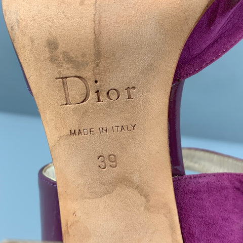 CHRISTIAN DIOR Size 9 Purple Patent Leather Sandals