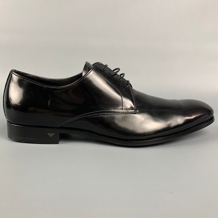 PRADA Size 7  Black Patent Leather Oxford Lace Up Shoes
