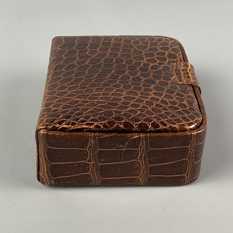 vintage VOUGE de Californie Étui à bijoux en cuir d’alligator brun