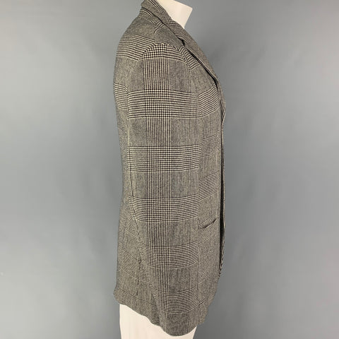 JIL SANDER Size M White Black Glenplaid Cashmere Blend Buttoned Coat