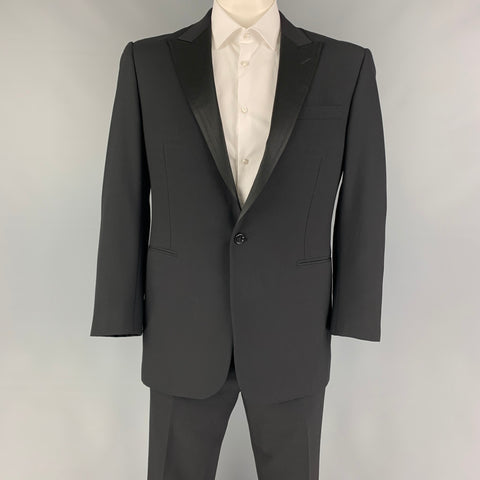 RALPH LAUREN Black Label Size 42 Regular Black Wool Peak Lapel Tuxedo Suit