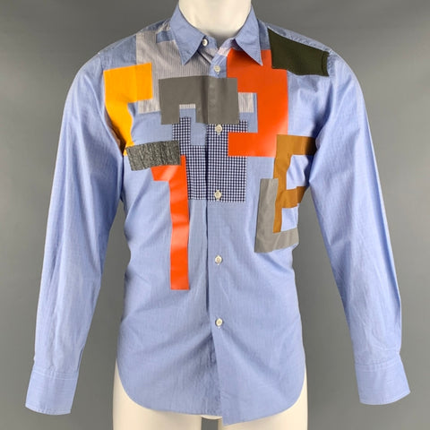 JUNYA WATANABE Size S Blue Multi Color Applique Long Sleeve Shirt