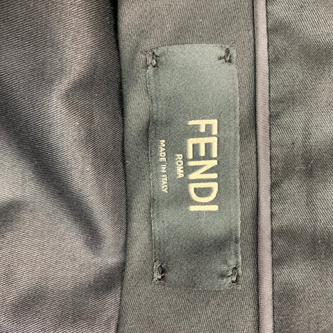 FENDI Taille 34 Pantalon habillé en laine et élasthanne uni noir avec braguette zippée