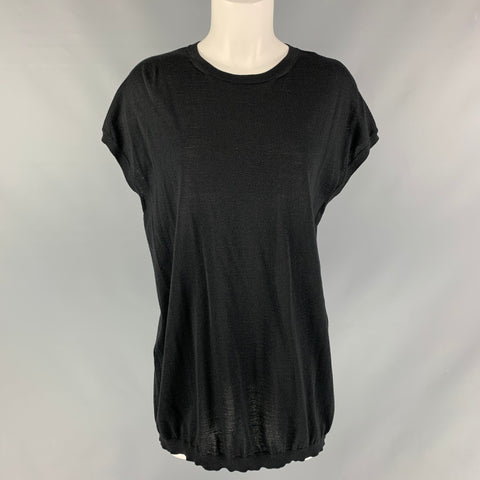 Nº21 Size M Black Knitted Cotton &  Silk Sleeveless Pullover