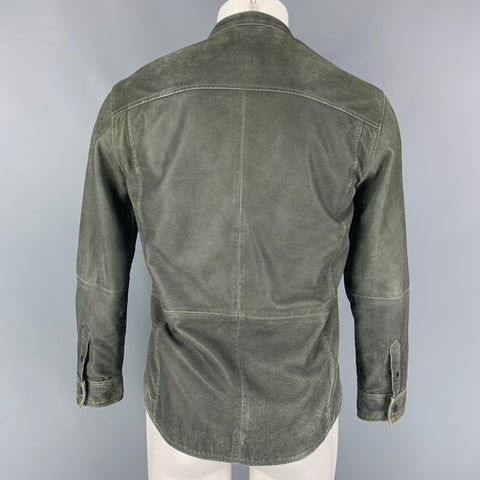 JOHN VARVATOS * U.S.A. Size S Olive Distressed Suede Zip Up Jacket