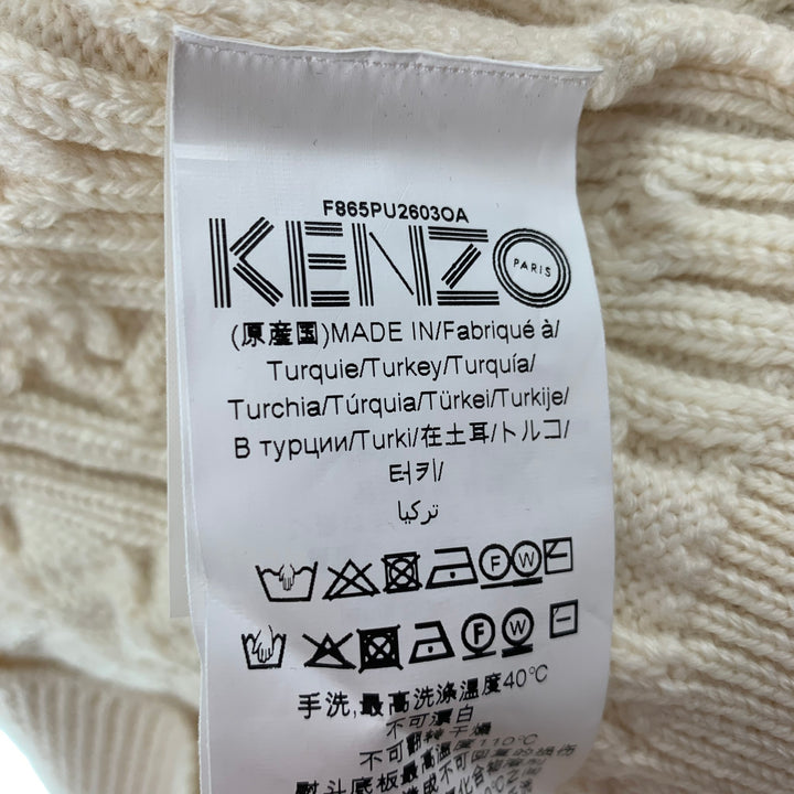 KENZO Momento Collection FW 18 Size L Beige Applique Wool / Polyamide Crew-Neck Sweater