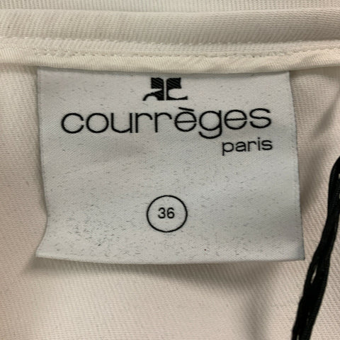 COURREGES Size 4 White Polyester Blend Short Sleeve Mini Dress
