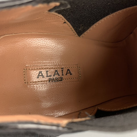 ALAIA Botines puntiagudos con tacón de ante negro talla 7