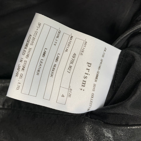 JULIUS_7 SS 2015 Prism Size L Black Lamb Skin Leather Zip Up Jacket