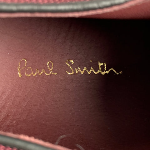 PAUL SMITH Size 9 Burgundy Textured Fabric Green Trim Lace Up Shoes