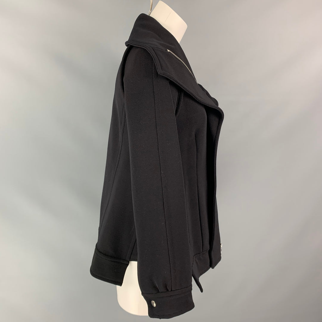 DEREK LAM Size 4 Black Acrylic Blend High Collar Coat