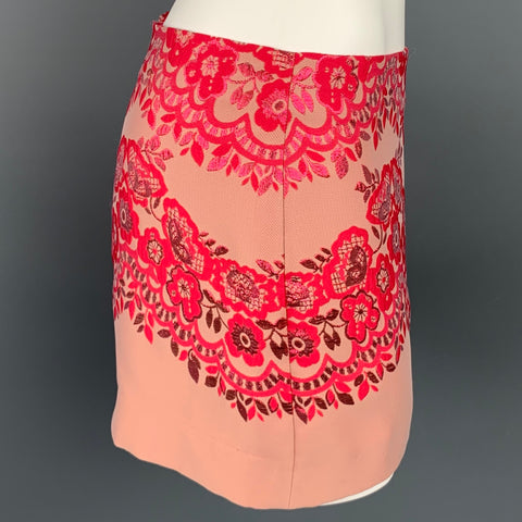 VALENTINO Minifalda de mezcla de poliéster jacquard rosa talla 6