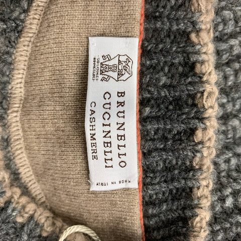 BRUNELLO CUCINELLI Size 42 Dark Gray Knitted Cashmere Crew-Neck Sweater