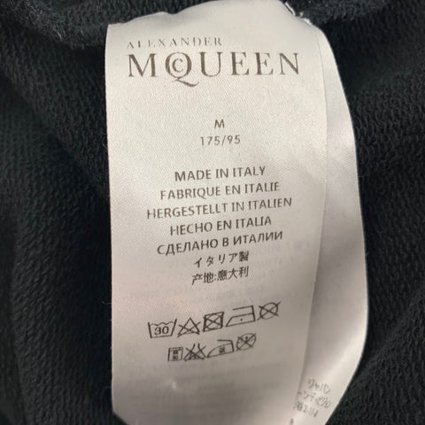 ALEXANDER MCQUEEN Size M Black Silver Embroidery Cotton Crew-Neck Pullover