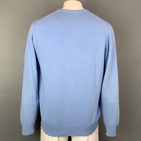 BROOKS BROTHERS Size XL Light Blue Cashmere V-Neck Sweater