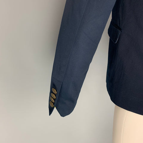 BEN SHERMAN Size 40 Navy Cotton Notch Lapel Sport Coat