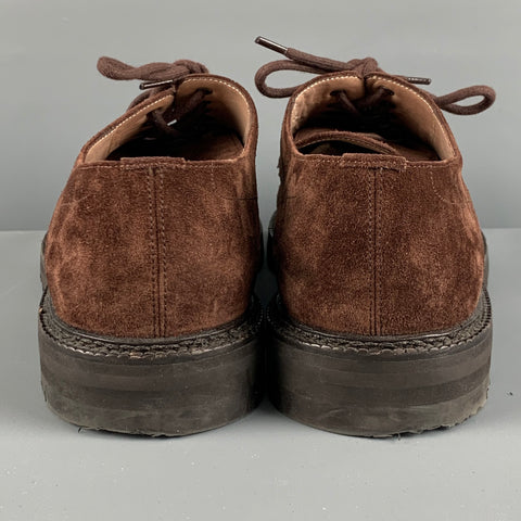 MANOLO BLAHNIK Size 9.5 Brown Suede Lace Up Shoes