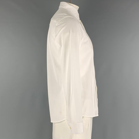 THEORY Size L White Cotton  Polyester Long Sleeve Shirt