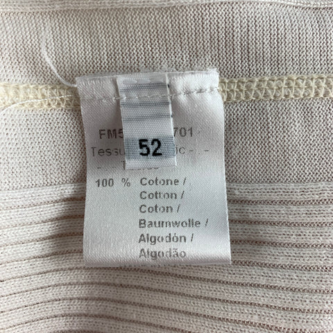 DANIELE ALESSANDRINI Size 42 Cream Ribbed Cotton V-Neck Pullover