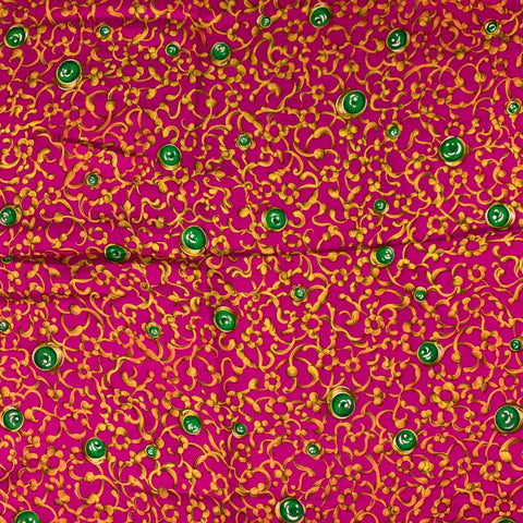 OSCAR DE LA RENTA Fuchsia & Orange Abstract Floral Silk Scarf