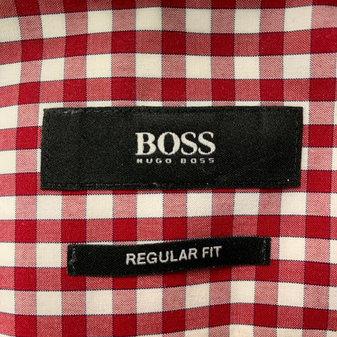 BOSS by HUGO BOSS Size L Red & White Gingham Long Sleeve Shirt