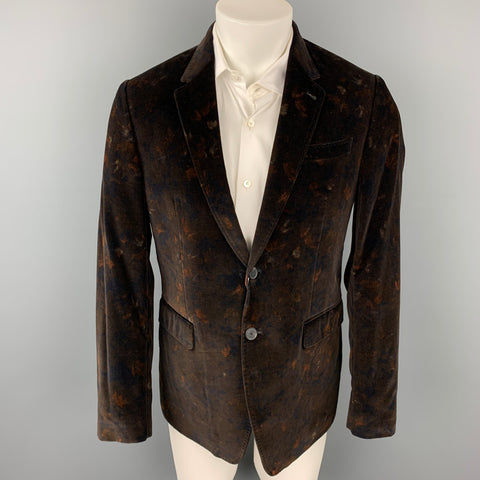 PAUL SMITH The Byard Size 40 Burgundy Print Velvet Notch Lapel Sport Coat