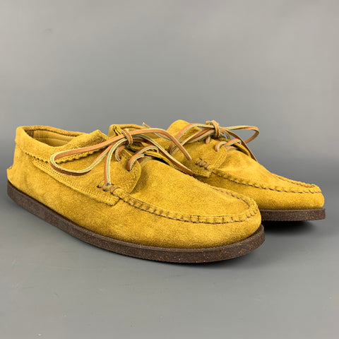 YUKETEN Size 10.5 Mustard Suede Moccasin Lace Up Moccasin Shoes