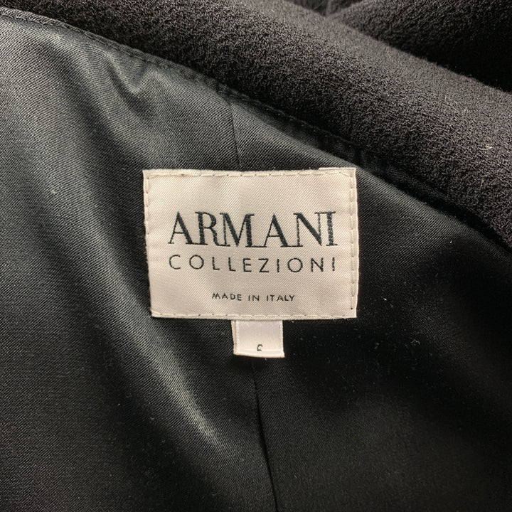 ARMANI COLLEZIONI Size 6 Black Virgin Notch Lapel Wool Coat