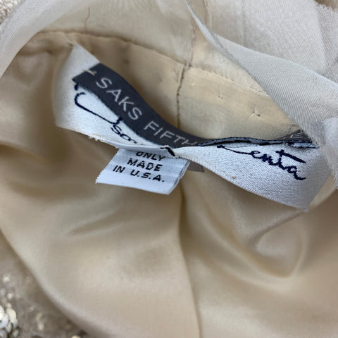 OSCAR DE LA RENTA Size 6 Beige Sequined Open Front Coat