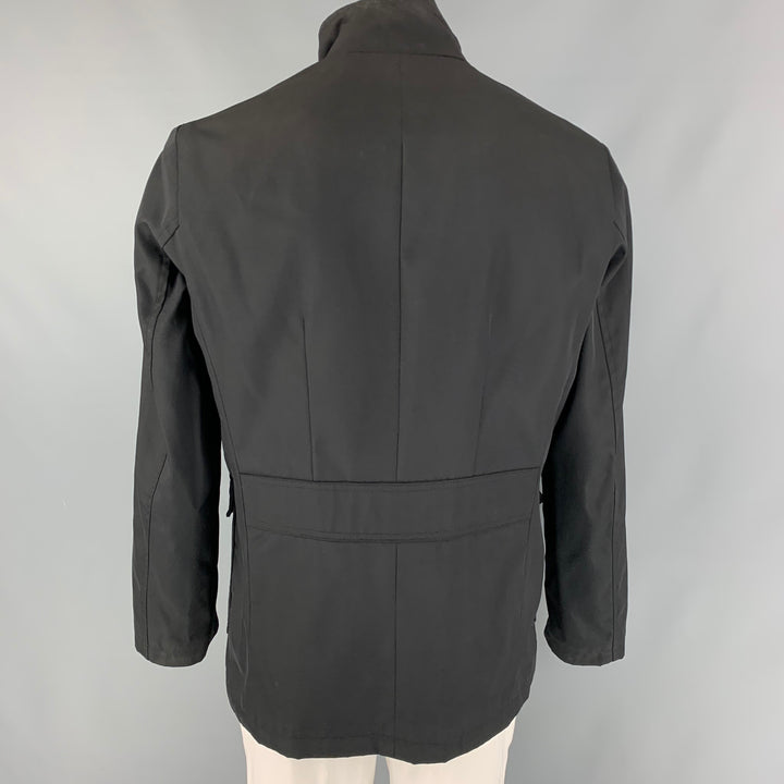 ETRO Size L Black Nylon Cotton Zip & Buttons Jacket