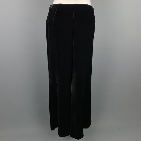 RALPH LAUREN Black Label Size 2 Black Viscose / Silk Wide Leg Dress Pants