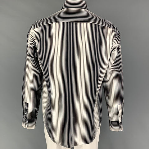 TED BAKER Size XL Black White Stripe Cotton Button Up Long Sleeve Shirt