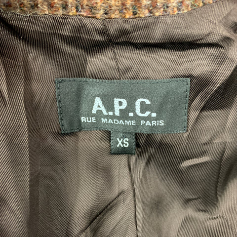 A.P.C. Size XS Brown Tweed Wool Notch Lapel Sport Coat