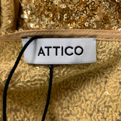 ATTICO Size 8 Gold Polyamide Sequined Wrap Dress Top